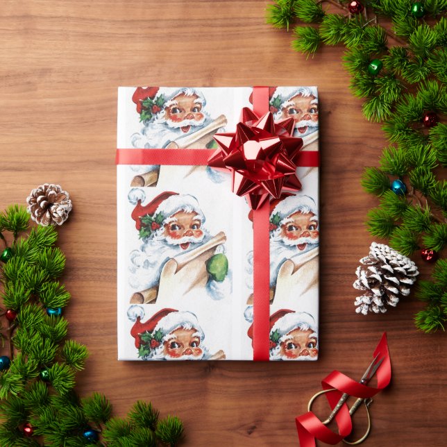 Santa Claus Old Fashioned Christmas Wrapping Paper (Holiday Gift)