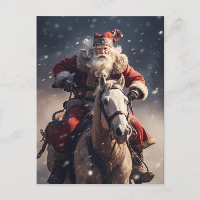 Santa Claus on a Horse Postcard (Front)