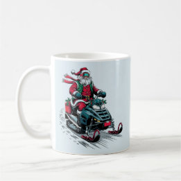 Santa Claus on a snowmobile Coffee Mug
