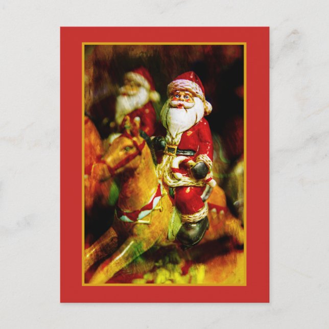 Santa Claus on Carousel Holiday Postcard (Front)