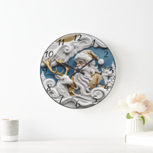 Santa Claus on Christmas Eve Large Clock