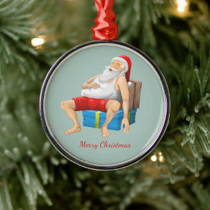 Santa Claus on Christmas Eve Metal Tree Decoration