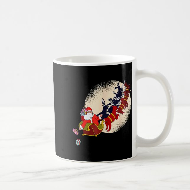 Santa Claus On Christmas Sleigh Pulled By Reindeer Coffee Mug (Right)