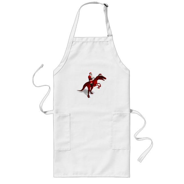 Santa Claus On Dino Long Apron (Front)