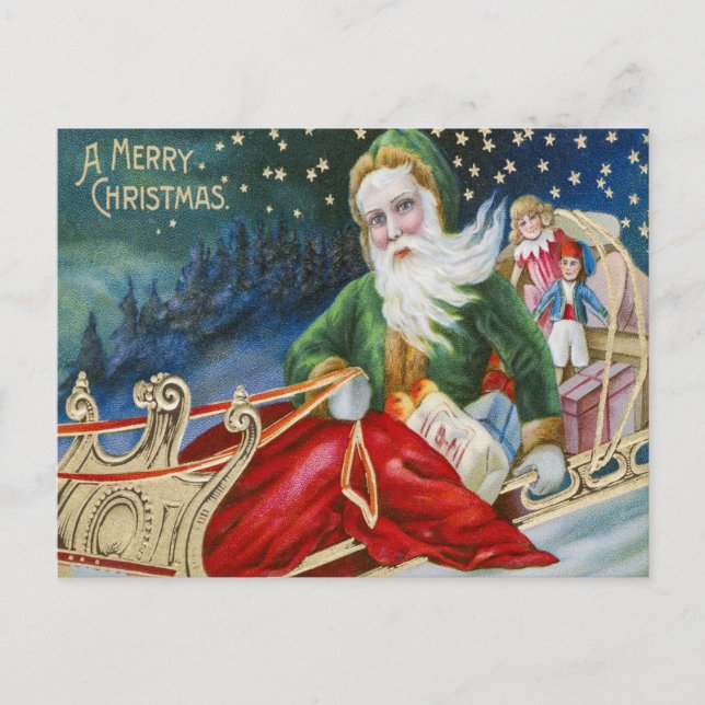 Santa Claus on his sleigh Postcard (Front)
