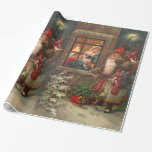 Santa Claus On His Way 4 Wrapping Paper<br><div class="desc">Charming vintage wrapping paper featuring Santa Claus on his way to the next family.</div>