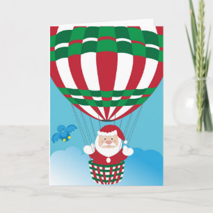 Santa Claus on hot air balloon Holiday Card