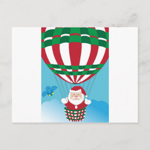 Santa Claus on hot air balloon Holiday Postcard