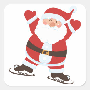 Santa Claus on Ice Skates Square Sticker