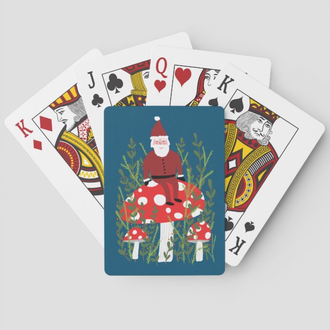 Santa Claus on Magical Mushroom CUSTOM Playing Cards (Back)