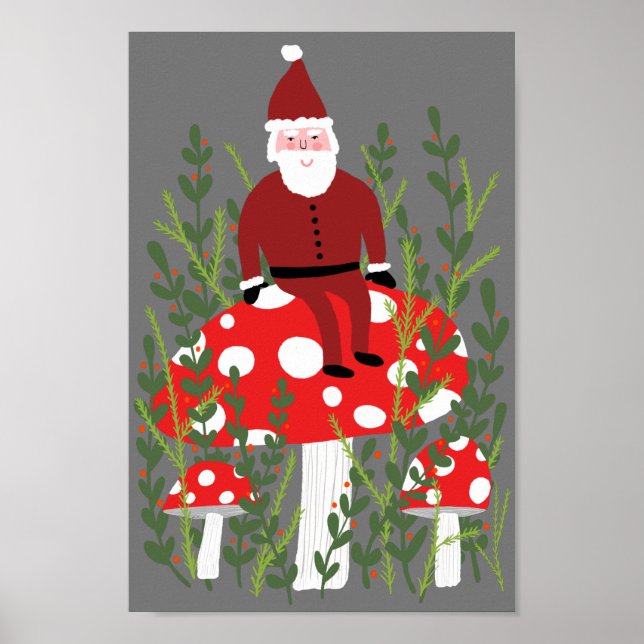 Santa Claus on Magical Mushroom Poster (Front)