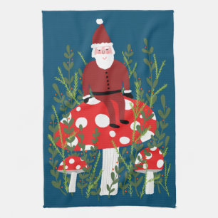 Santa Claus on Magical Mushroom Tea Towel