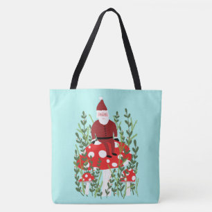 Santa Claus on Magical Mushroom Xmas Tote Bag