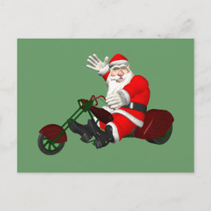 Santa Claus On Motor Trike Holiday Postcard