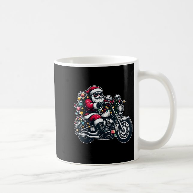 Santa Claus On Motorcycle Funny Biker Christmas Xm Coffee Mug (Right)