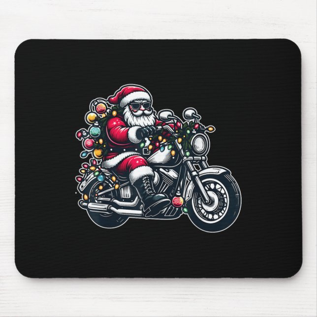 Santa Claus On Motorcycle Funny Biker Christmas Xm Mouse Mat (Front)