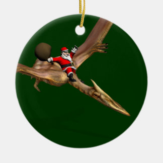 Santa Claus On Quetzalcoatlus Ceramic Tree Decoration