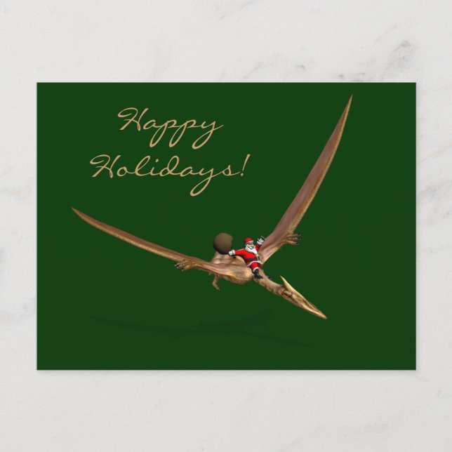 Santa Claus On Quetzalcoatlus Holiday Postcard (Front)