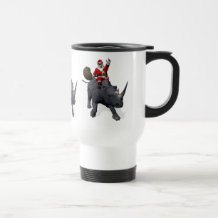 Santa Claus On Rhino Rhinoceros Travel Mug