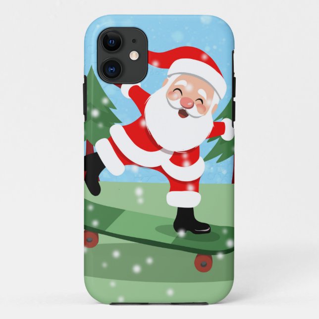 Santa claus on skateboard Case-Mate iPhone case (Back)