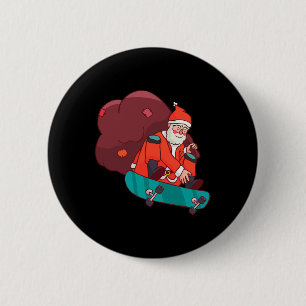 Santa Claus On Skateboard Funny Christmas Gift 6 Cm Round Badge