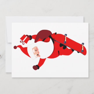 Santa Claus on Skateboard Holiday Card