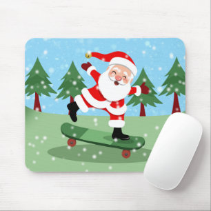 Santa claus on skateboard mouse mat