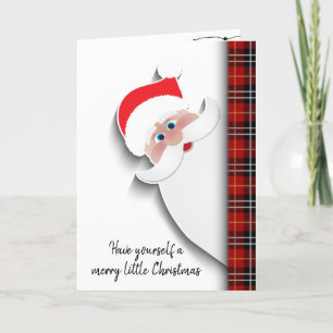 Santa Claus On Tartan Plaid Holiday Card