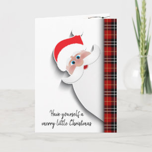 Santa Claus On Tartan Plaid Holiday Card