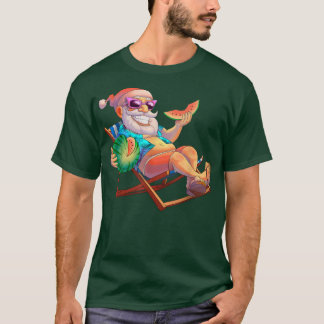 Santa Claus On The Beach Christmas in July Summer  T-Shirt