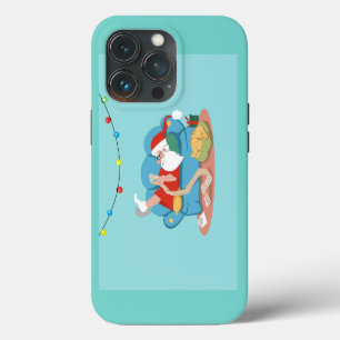 Santa Claus on the couch in pajamas iPhone 13 Pro Case