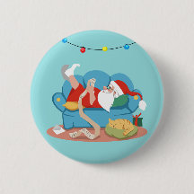 Santa Claus on the couch in pyjamas