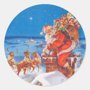Santa Claus On the Night Before Christmas Classic Round Sticker