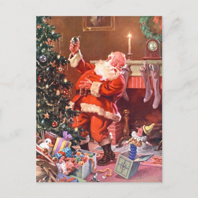 Santa Claus On the Night Before Christmas Holiday Postcard (Front)