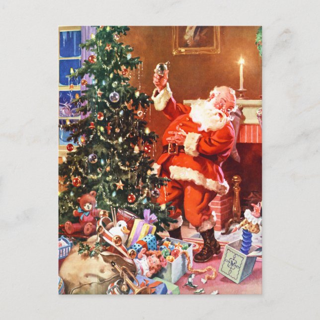 Santa Claus on The Night Before Christmas Holiday Postcard (Front)