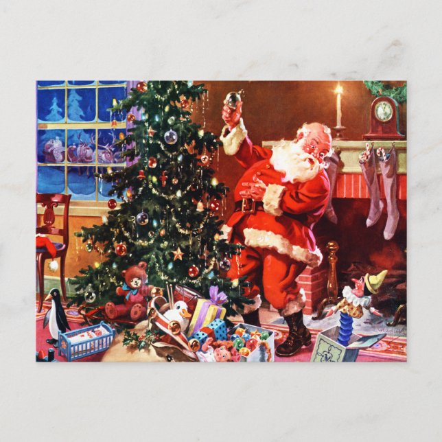 Santa Claus On  the Night Before Christmas Holiday Postcard (Front)
