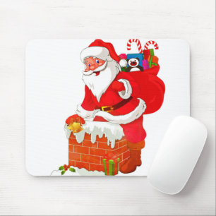 Santa Claus on the roof cartoon Mouse Mat