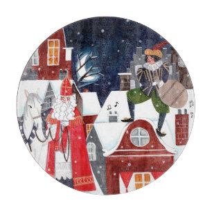 Santa Claus on the roofs of Amsterdam Cutting Board