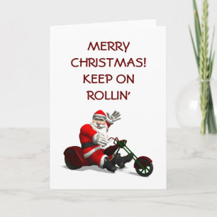 Santa Claus On Trike Holiday Card