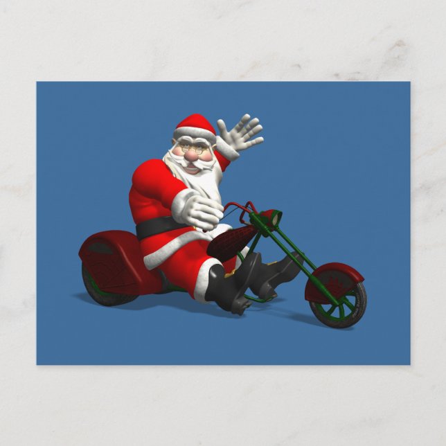 Santa Claus On Trike Holiday Postcard (Front)