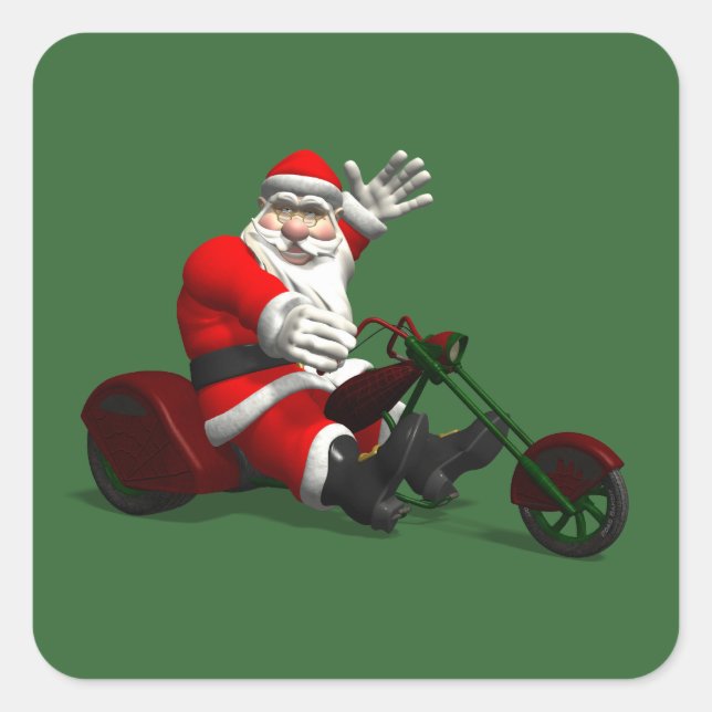 Santa Claus On Trike Square Sticker (Front)