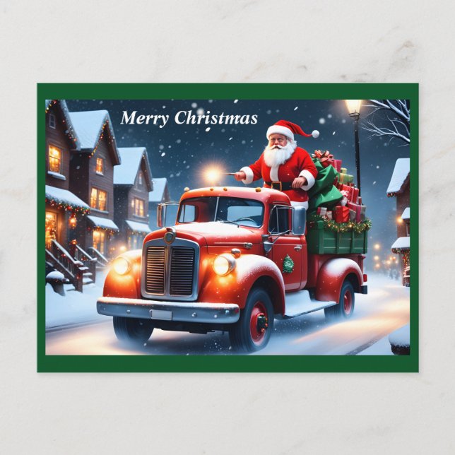 Santa Claus on truck Holiday Postcard (Front)