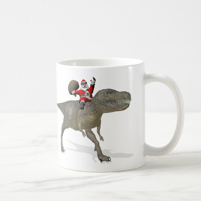 Santa Claus On Tyrannosaurus Rex Coffee Mug (Right)