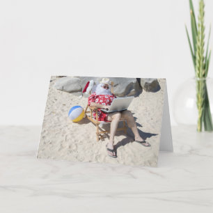 Santa Claus on vacation at beach Holiday Card