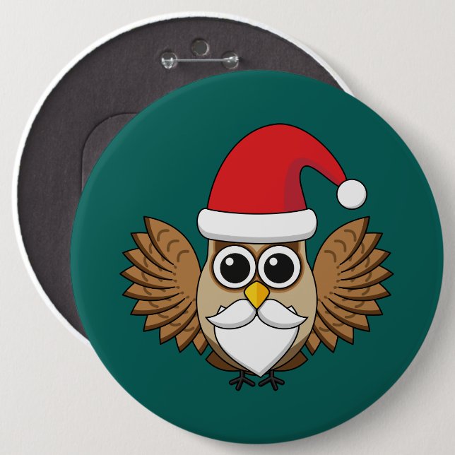 Santa Claus Owl 6 Cm Round Badge (Front & Back)