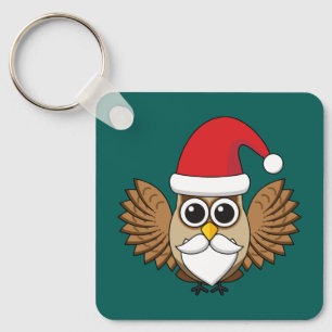 Santa Claus Owl Key Ring