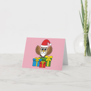 Santa Claus Owl with Presents Card