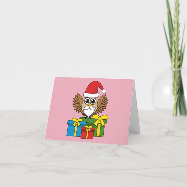 Santa Claus Owl with Presents Card (Front)