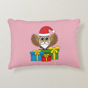 Santa Claus Owl with Presents Decorative Cushion