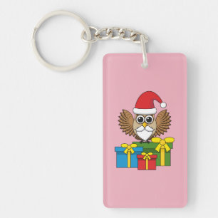 Santa Claus Owl with Presents Key Ring